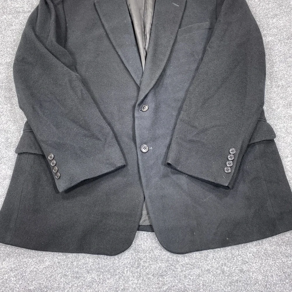Stafford Blazer Mens 48 Long Black Camel Hair Two Button Sport Coat‎ Lined